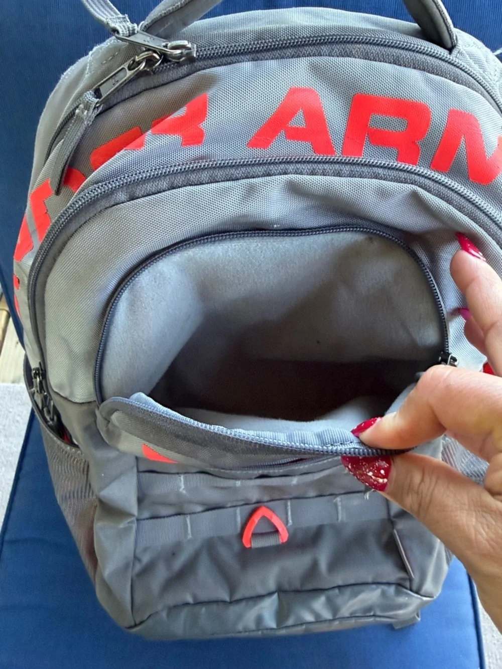 Under Armour Gray and Red Athletic Backpack